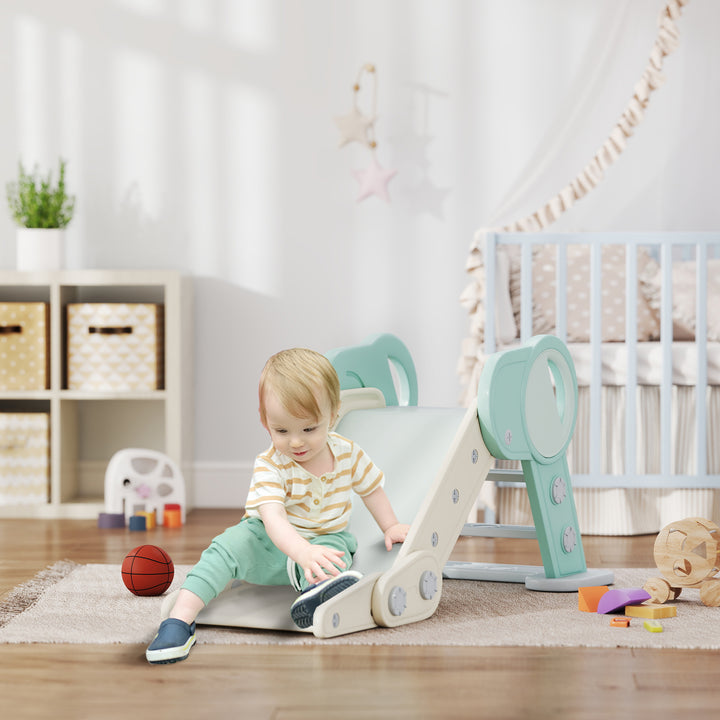 Rutsjebane til småbørn, sammenklappelig, indendørs, skridsikre trin, hævet sikkerhedskant, grøn