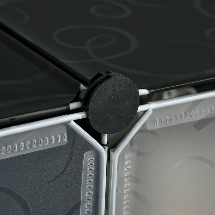 Modulært reolsystem til 6 par sko, 49 cm x 36,5 cm x 108 cm, sort