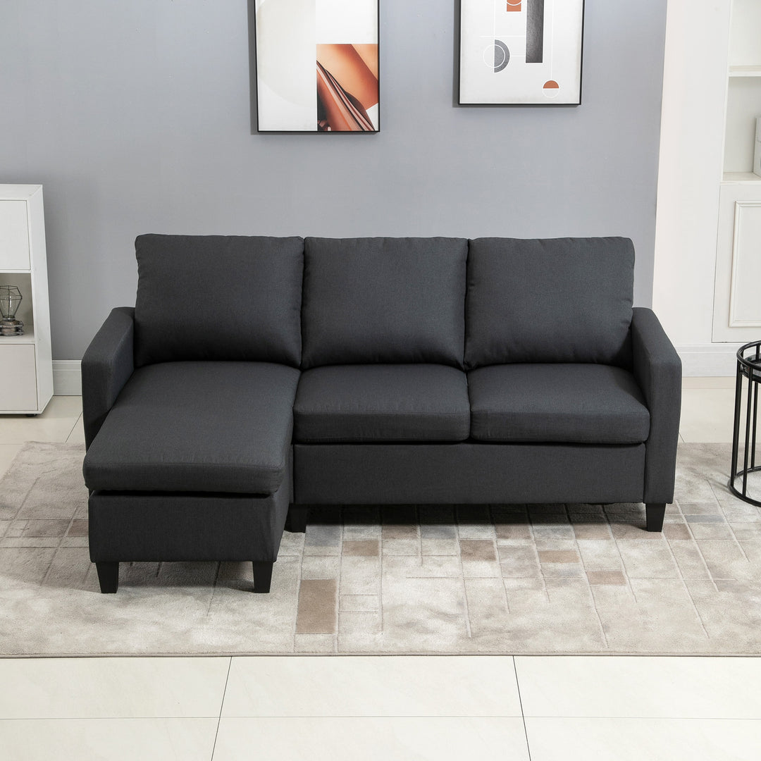 Hjørnesofa med sovefunktion, 3-personers sofa og hynder, hjørnesofa, l-formet sofa til stue, soveværelse 197 x 139 x 91 cm, hør, mørkegrå