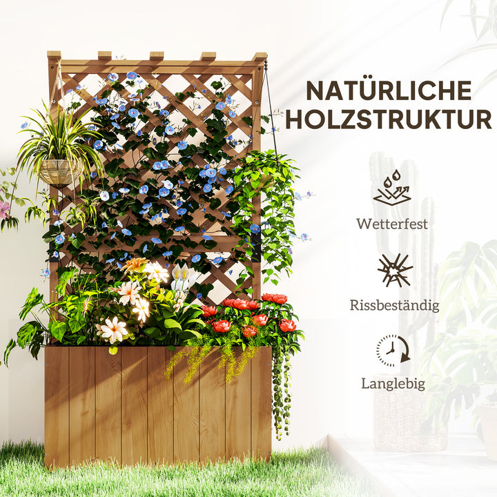 Hævet havebed med espalier, espalier, blomsterkasse, træ, haveespalier 64 x 33 x 122 cm naturligt træ
