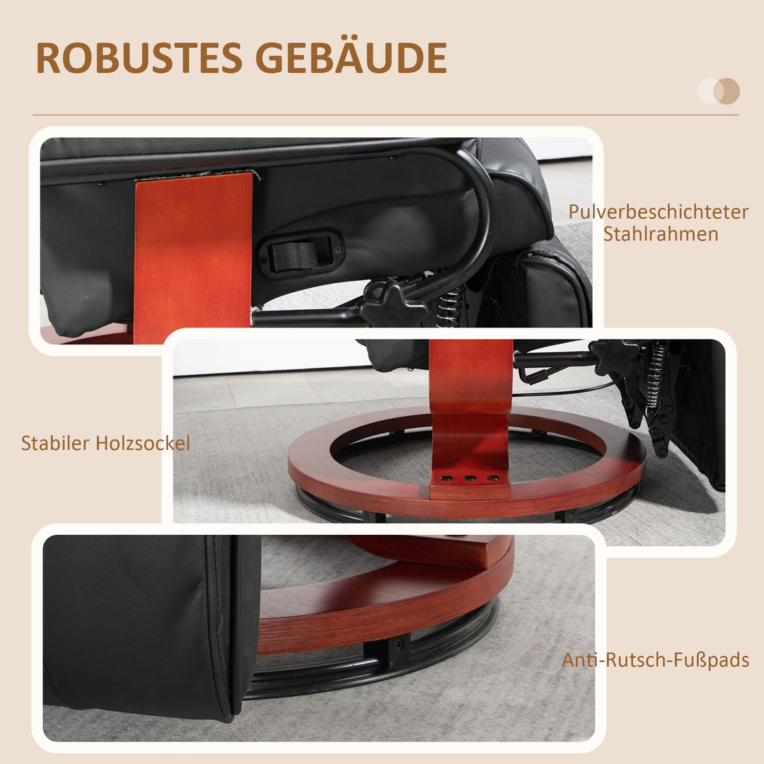 Lænestol med drejefunktion, op til 150 kg, betræk i kunstlæder, stålstel, brun