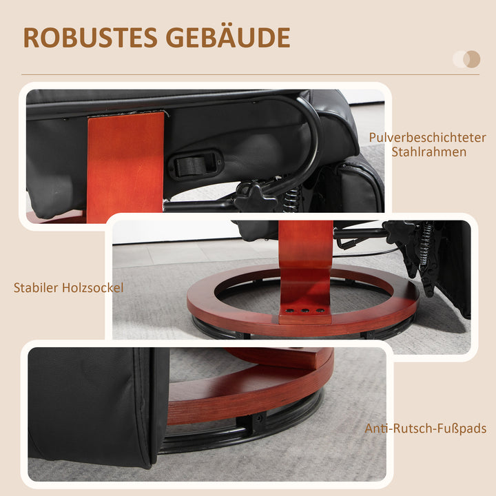 Lænestol med drejefunktion, op til 150 kg, betræk i kunstlæder, stålstel, brun