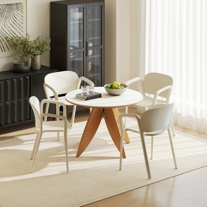 Havestolsæt med 4 vejrbestandige havestole af plastik, stabelstol med armlæn, ryglæn, belastningskapacitet op til 120 kg