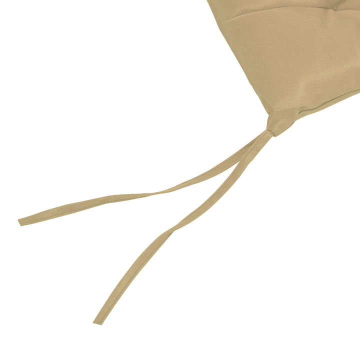 Sæt med 2 siddehynder, 98 x 50 cm stolehynder med bånd, stofbetræk, 8 cm tykke, khaki