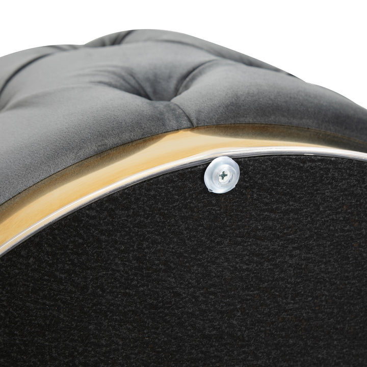 Vintage skammel, fodskammel, kommodebænk, fodskammel med opbevaringsplads, polstret skammel, metal, skum, antracitgrå, 55 x 55 x 42 cm