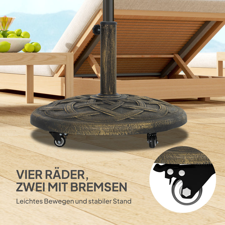 Beton parasolfod, parasolstativ med hjul, rund parasolholderstativ til parasoller 32/38/48 mm