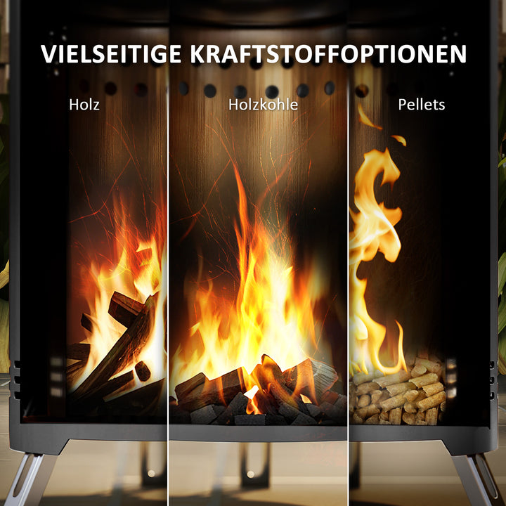 Bålfad 16x25cm lavet af rustfrit stål bålfad med poker røgfri bålfade grå