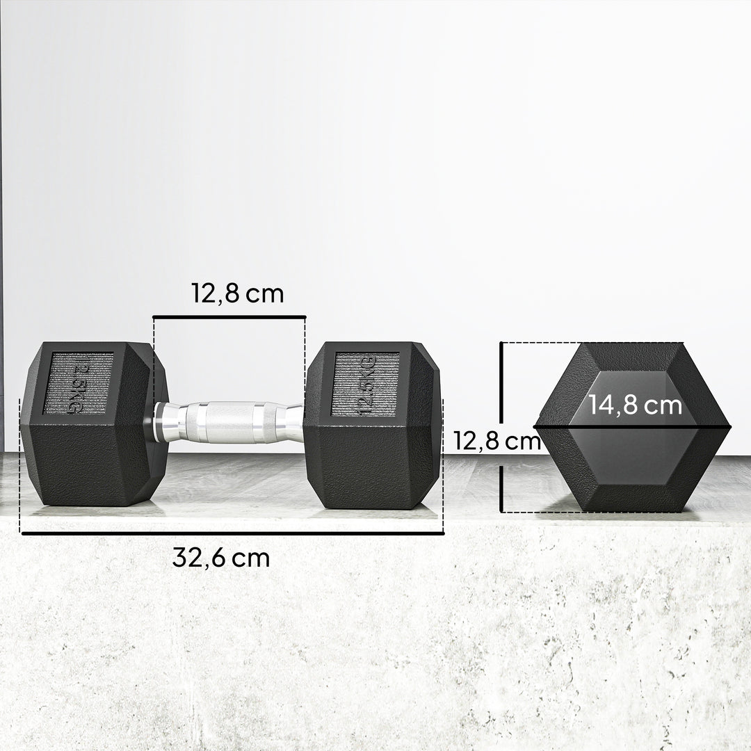 Håndvægte med riflet håndtag, støbejernshåndvægte, 2 x 12,5 kg til hjemmetræning, fitnesscenter, styrketræning