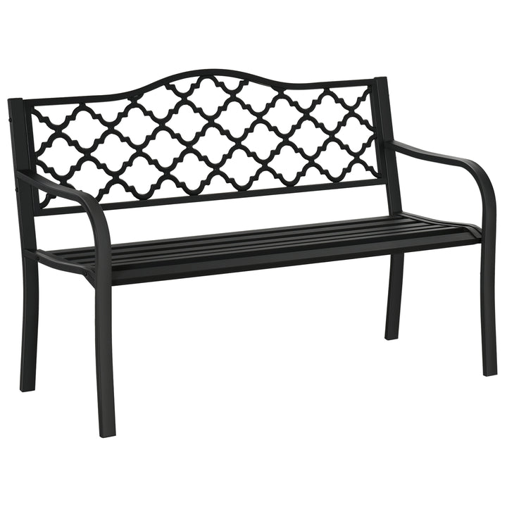 2-personers havebænk, parkbænk af metal, bænk op til 240 kg, terrassebænk med ryglæn og armlæn, havemøbler, støbejern, sort, 128 x 58,5 x 89 cm