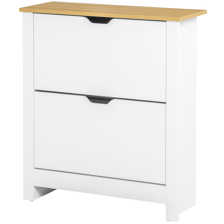 Skoskab med skoopbevaring, 2 rum, 12 par sko, 72 cm x 26 cm x 80 cm, hvid + brun