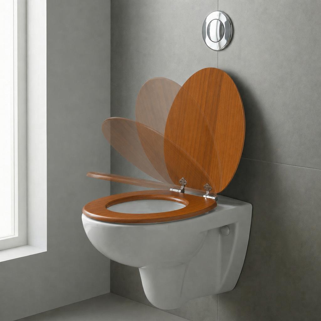 Homseat MDF toiletsæde med soft close-funktion, kirsebærtræsfinish