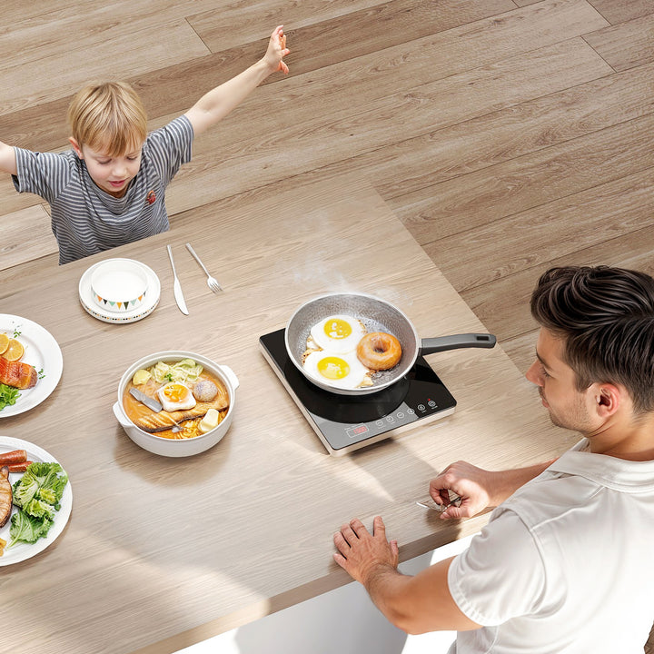 Induktionskogeplade med 10 temperaturniveauer, touchpanel, sort