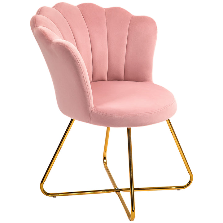 Polstret accentstol med lotus design ryglæn, metalben, pink