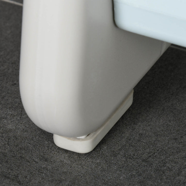 Learning tower trappeskammel stående med 2 trin pyramidestruktur sikkerhed badeværelse soveværelse køkken blå+grå til 2-5 år hdpe pp 43,5 x 38,5 x 61 cm