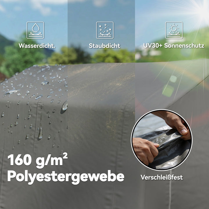 Garagetelt 2,3 x 1,9 m, vandafvisende udstyrstelt med rullestang, lynlåsdør, ventilation, gavltag, mørkegrå