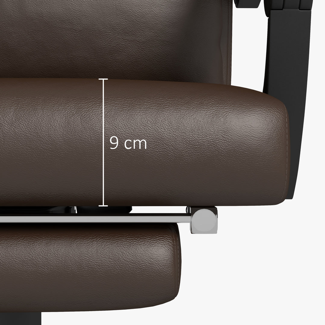 Kontorstol med massagefunktion, ergonomisk skrivebordsstol med lænefunktion, nakkestøtte, højdejusterbar, brun