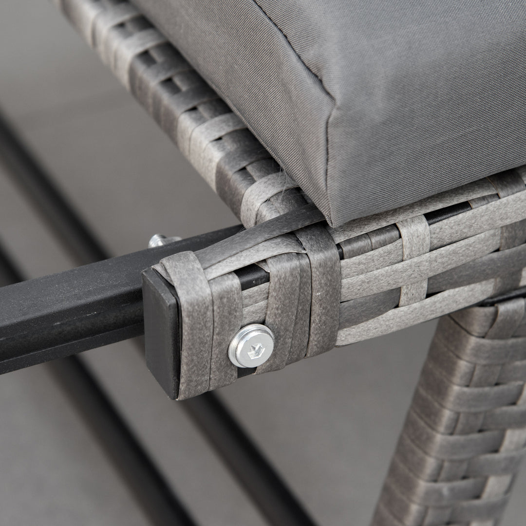 Polyrattan havesofa 2-personers havemøbler lounge sofa havebænk havelænestol sammenklappelige armlæn stålgrå 129 x 63 x 67 cm