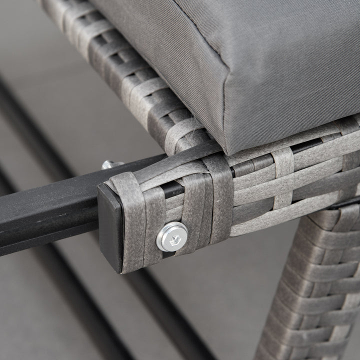 Polyrattan havesofa 2-personers havemøbler lounge sofa havebænk havelænestol sammenklappelige armlæn stålgrå 129 x 63 x 67 cm