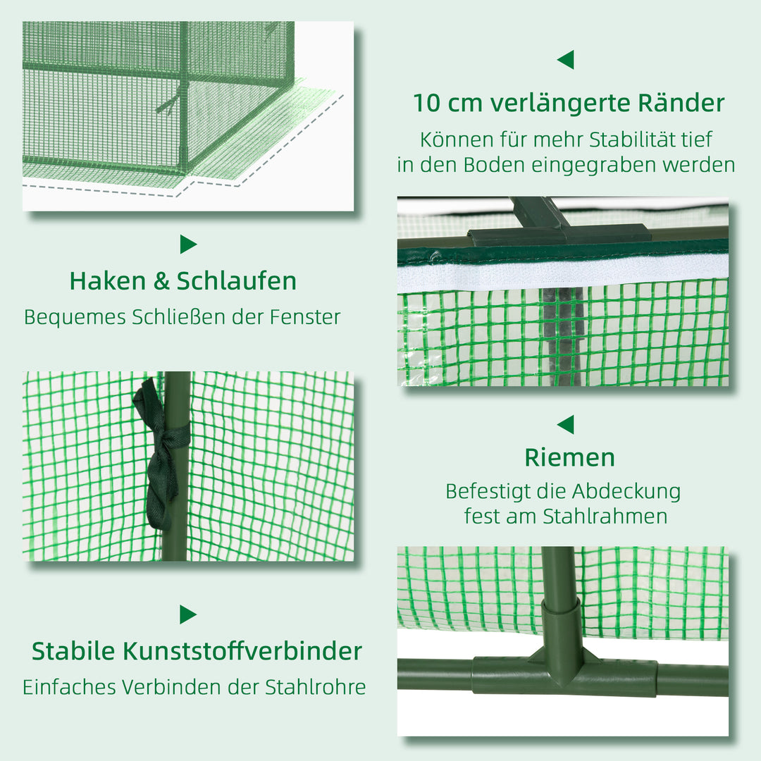 Foliedrivhus med vindue, tomathus, kold ramme, 180 x 90 x 70 cm, grøn