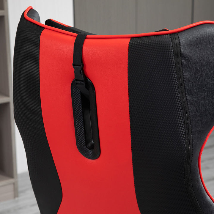 Gaming chair ergonomisk computerstol med gyngefunktion drejestol højdejusterbar stål sort+rød 67 x 70 x 106-112 cm