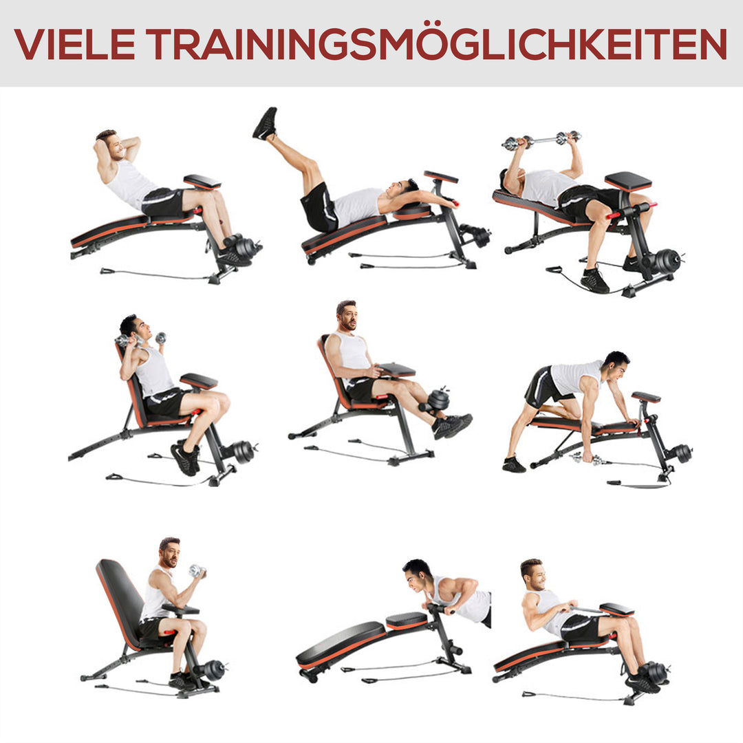 Multifunktionel vægtbænk multigym med fjederbooster træningsbænk vægt op til 120 kg sort 54 x 160 x 106 cm