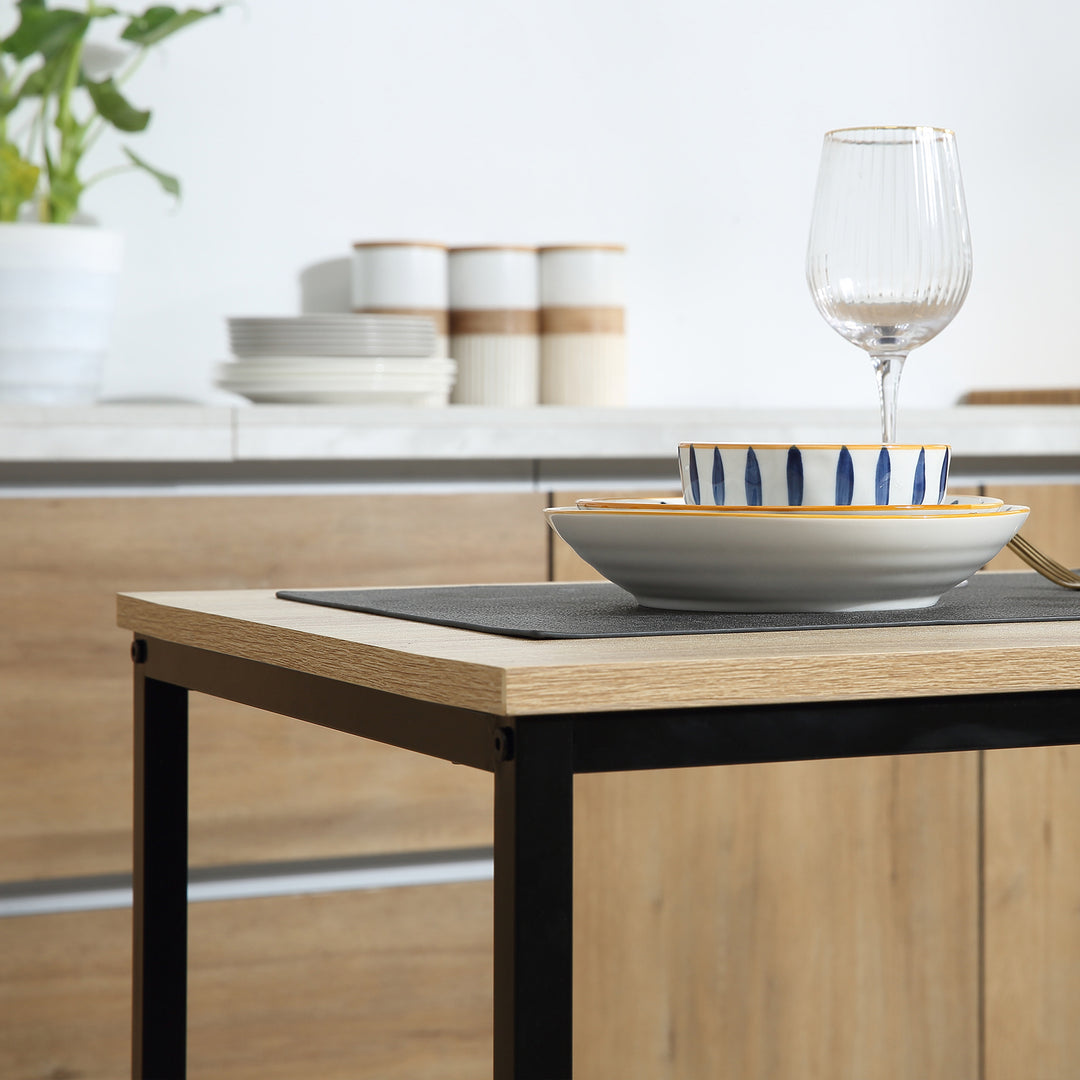 Spisebordsæt med 2 stole, kompakt bord- og stolesæt til spisestue, stue, køkken, med metalramme