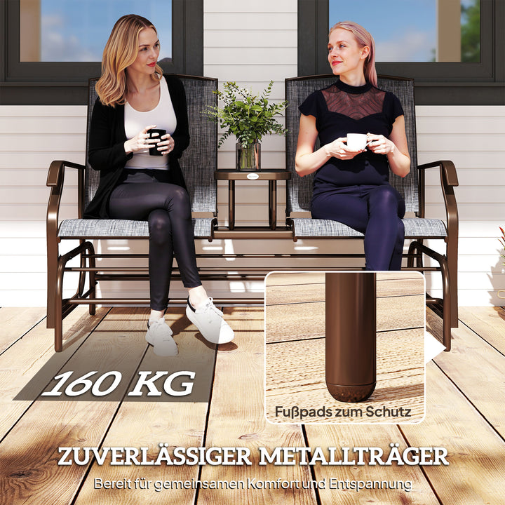 Havebænk, gyngestol, sæde, gyngebænk, havestol med bord, gyngebænk, 2-personers