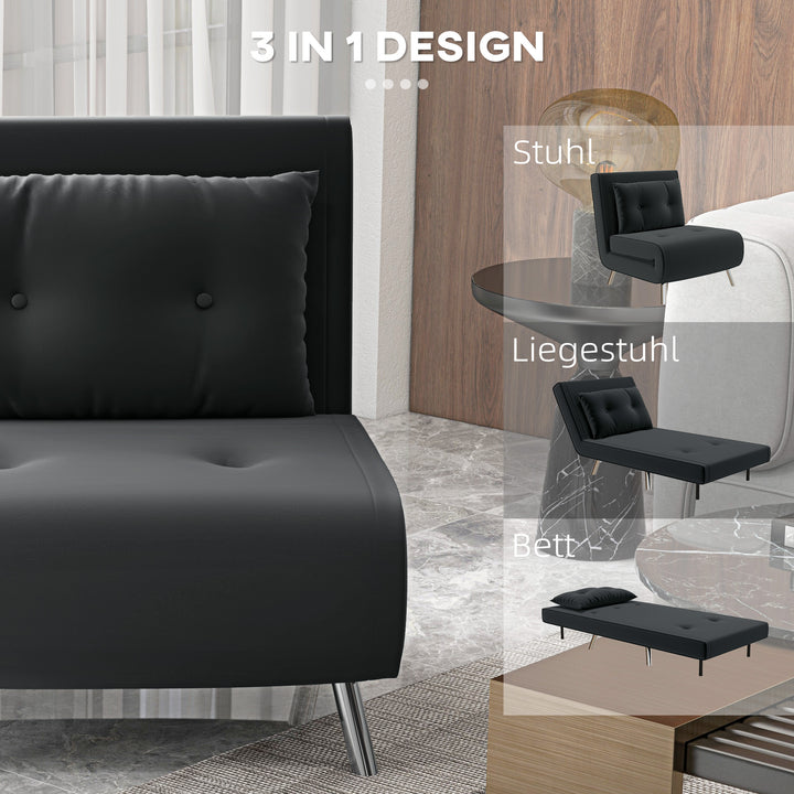 Lænestol med lænefunktion, knapsyninger, linnedlook, 77 cm x 88 cm x 83 cm, sort