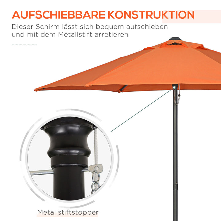 Parasol ø196 cm, sekskantet balkonparasol til strand, balkon, have, orange