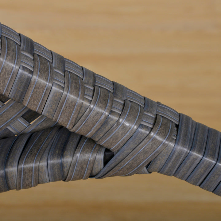 Havesæt med 10 dele i rattan-look med sæde- og ryghynder, rustfri metalramme, mørkegrå