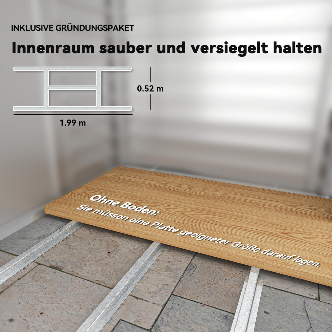 2,43 Cm haveskur, 213 x 131 x 192 cm redskabsskur med gavltag, aflåselig skydedør, vejrbestandig, grå