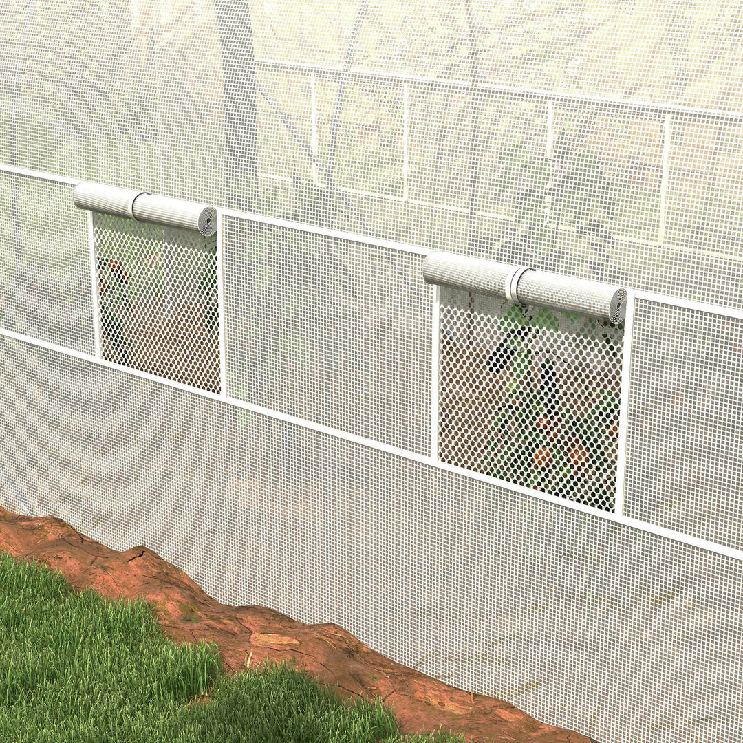 Tunneldrivhus, drivhus, lynlåsdøre, netvinduer, metalramme, 3,5 x 2 x 2m, hvid