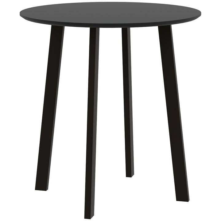 Spisebord til 2 personer, hvid bordplade, metalben med fodkapper, Ø72 x 75H cm, sort