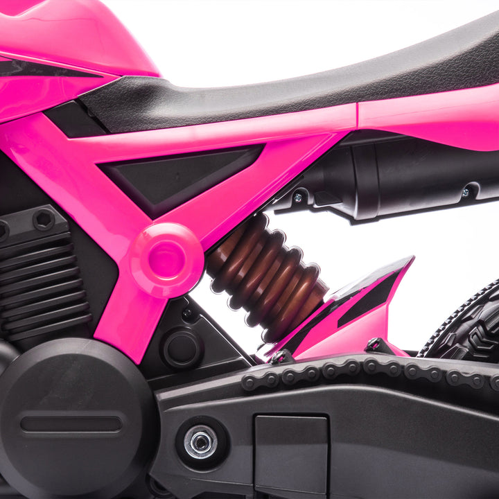 Elmotorcykel til børn, 12v børnemotorcykel med støttehjul, børnekøretøj med horn og startlyd, 3 km/t, lyserød