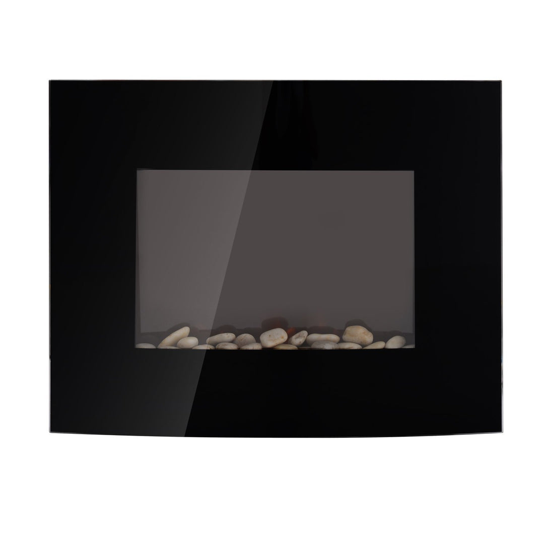 Elektrisk pejs med varmelegeme, elektrisk pejs med 3d flammeeffekt, 7 flammefarver, 900/1800 w, vægmonteret pejs med timer, dekorativ pejs med fjernbetjening, sort, 65 cm