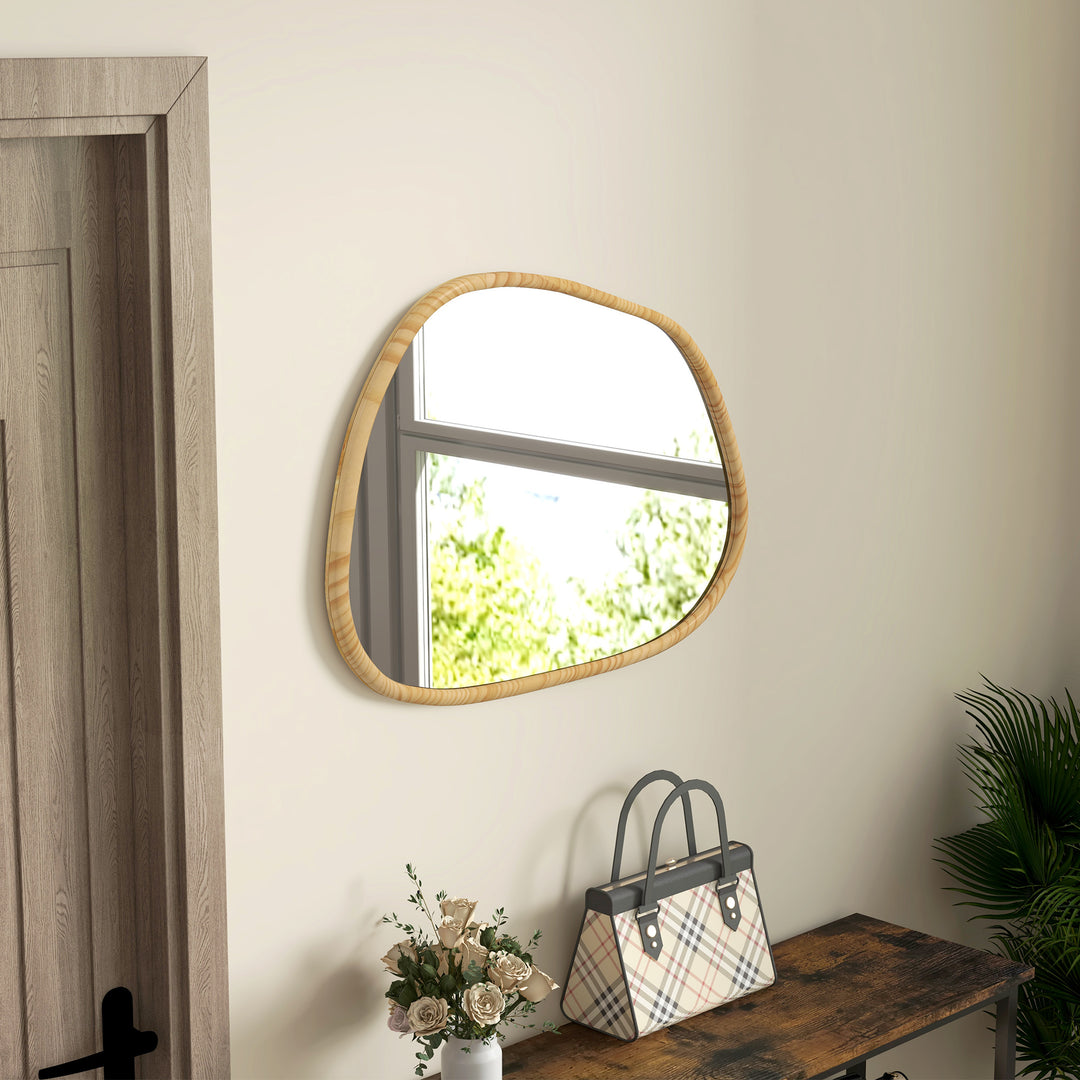 Vægspejl dekorativt spejl, vintage design, 80 cm x 2,1 cm x 60 cm, massivt træ, naturlig