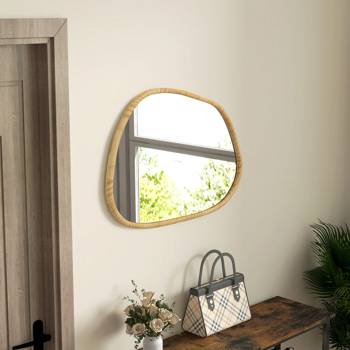 Vægspejl dekorativt spejl, vintage design, 80 cm x 2,1 cm x 60 cm, massivt træ, naturlig