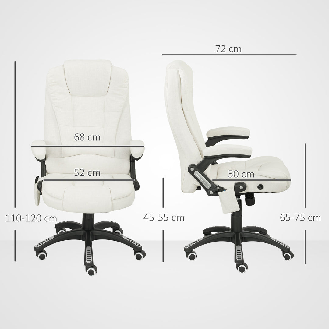 Ergonomisk kontorstol med massagefunktion, 68 x 72 x 110-120 cm, cremehvid