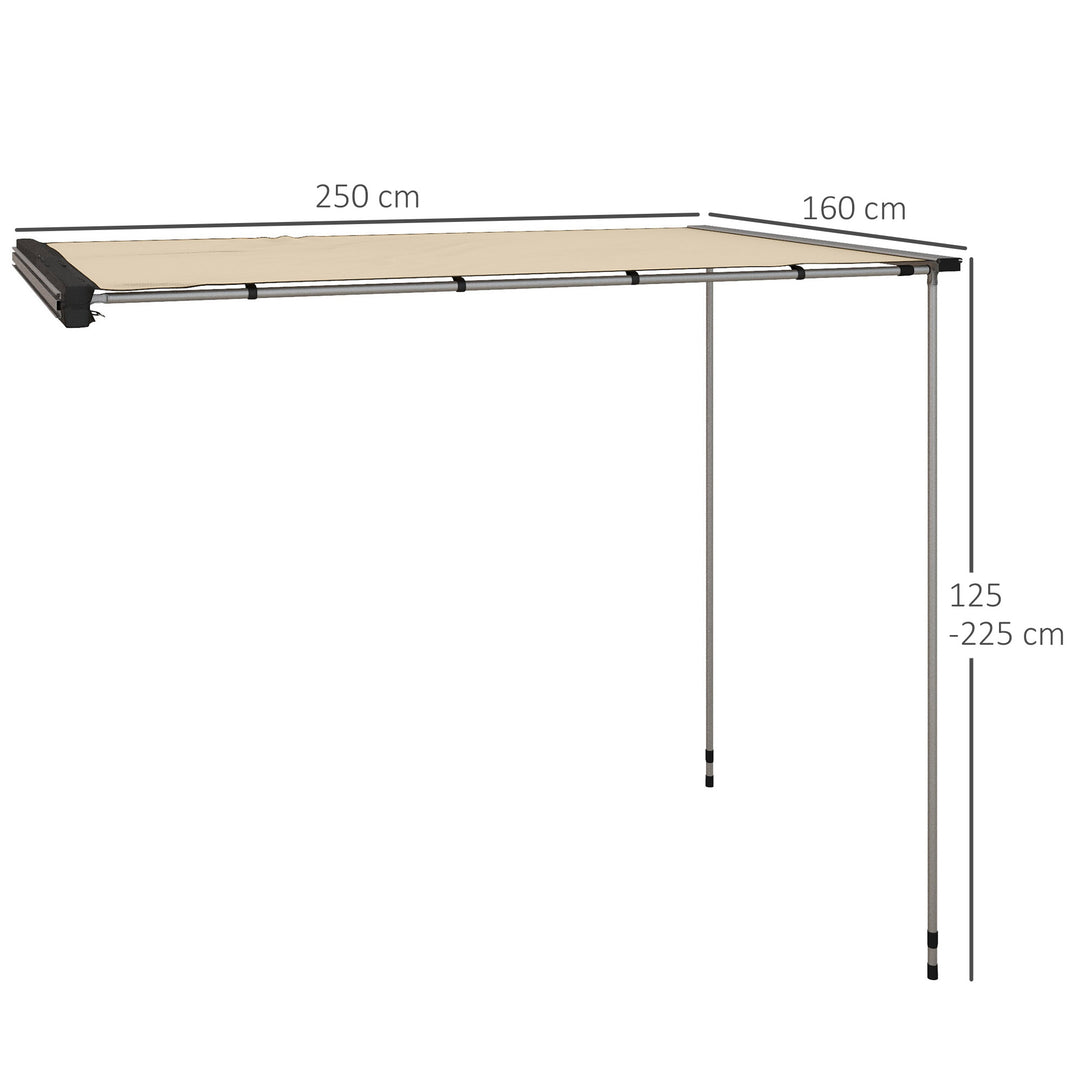 Biltelt, tagtelt, vejrbestandigt, 160 x 250 x 125-225 cm, khaki
