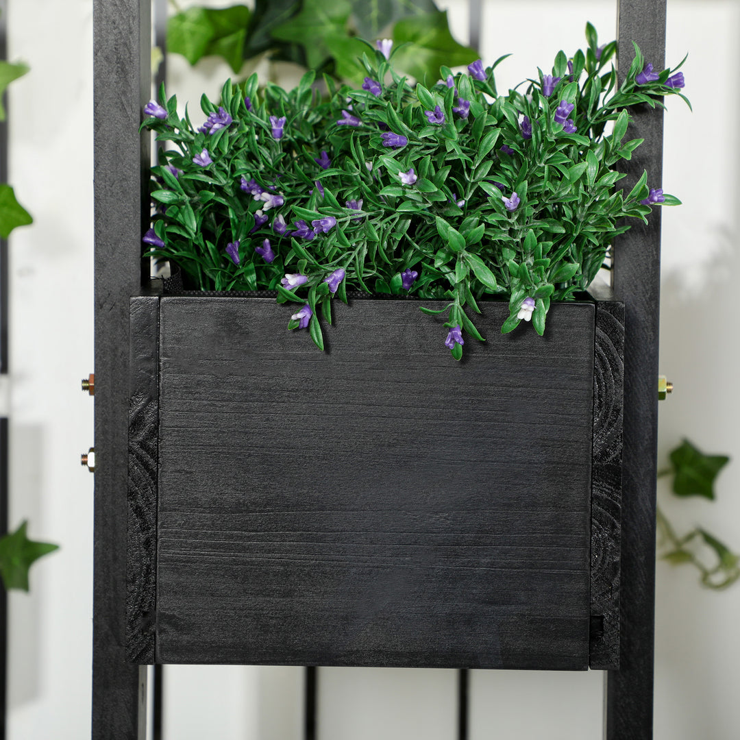Plantekombination, modulært design, stativ, naturtræ, sort, 90 x 45 x 170 cm