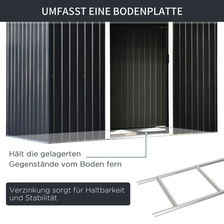 Haveskur, redskabsskur med skydedør, ventilationsvindue, skråtag, udendørs, stål, mørkegrå, 280 x 130 x 172 cm