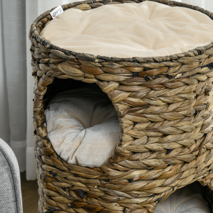 Kattetårn, kradsetønde, 3 kattehuler, inkl. hynde, 40x73h cm, mørkebrun