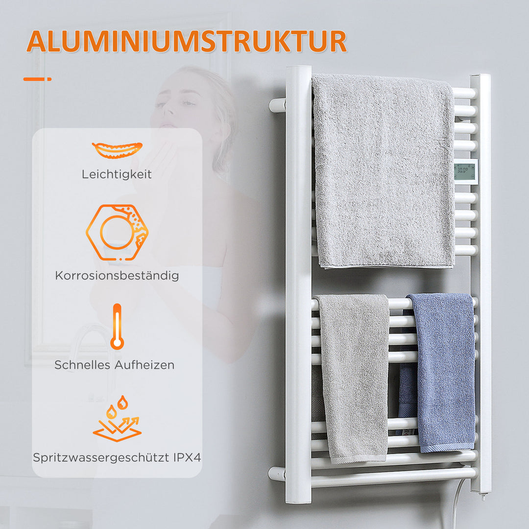 Badeværelsesvarmer, 24/7 programmering, 4 tilstande, overophedningsbeskyttelse, 54 cm x 4 cm x 96 cm, hvid