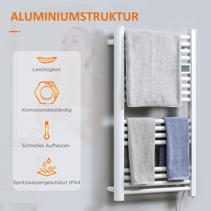 Badeværelsesvarmer, 24/7 programmering, 4 tilstande, overophedningsbeskyttelse, 54 cm x 4 cm x 96 cm, hvid