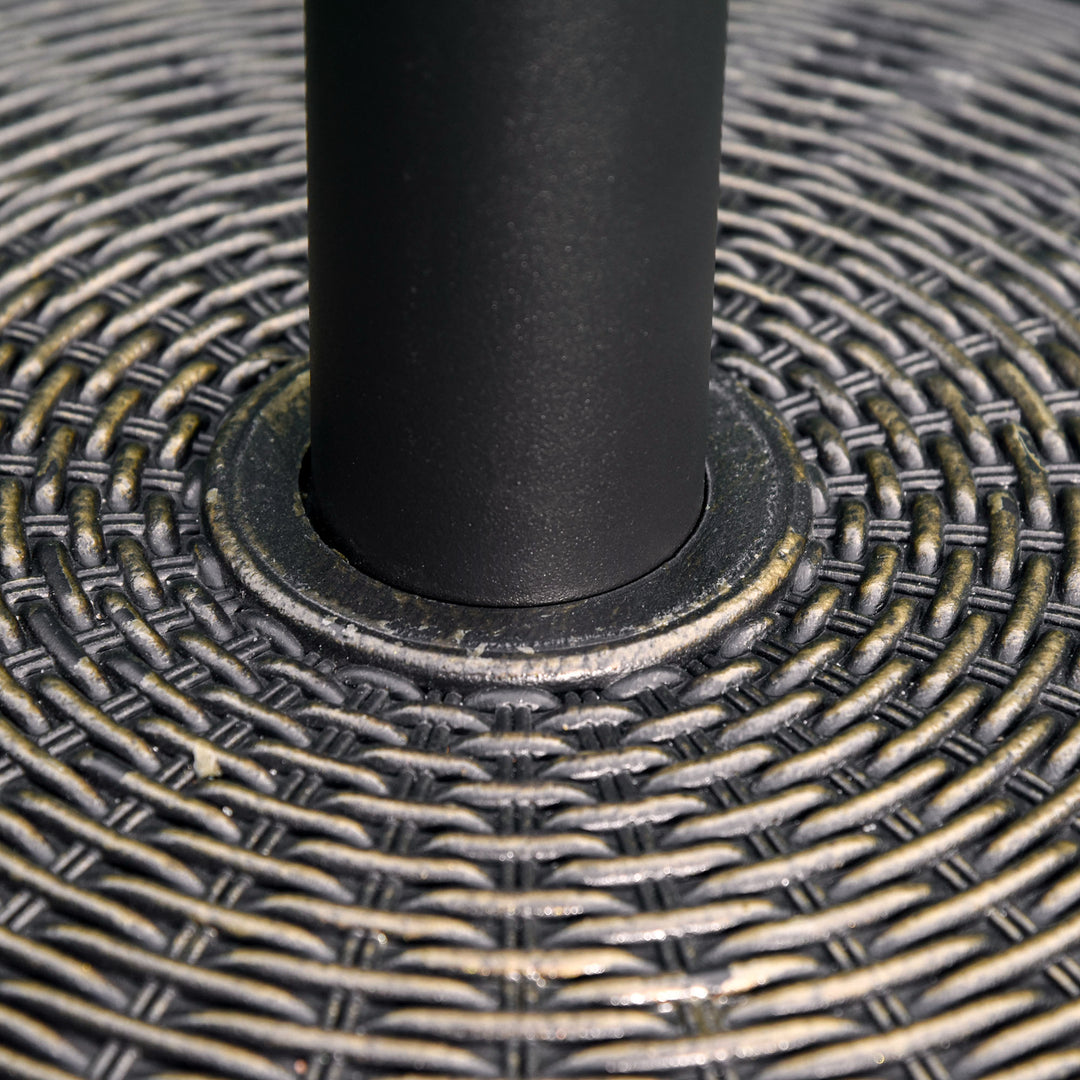 Parasolfod i cement, 14 kg, rund parasolfod med rottinglook til parasoller med en rørdiameter på 35 mm/38 mm/48 mm