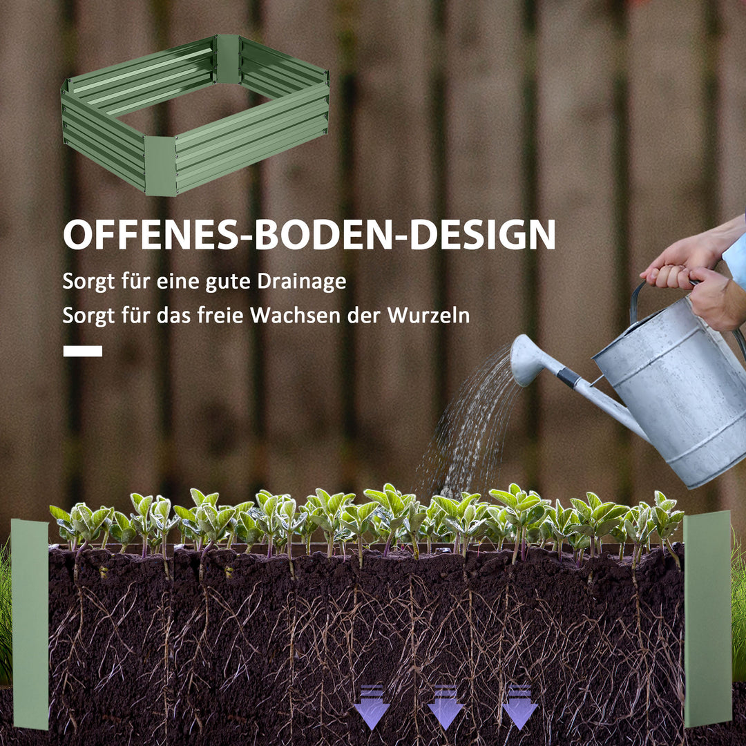 Højbed lavet af galvaniseret stål, havebed, plantekasse til haven, blomsterkasse, 120 x 90 x 30 cm, mørkegrøn