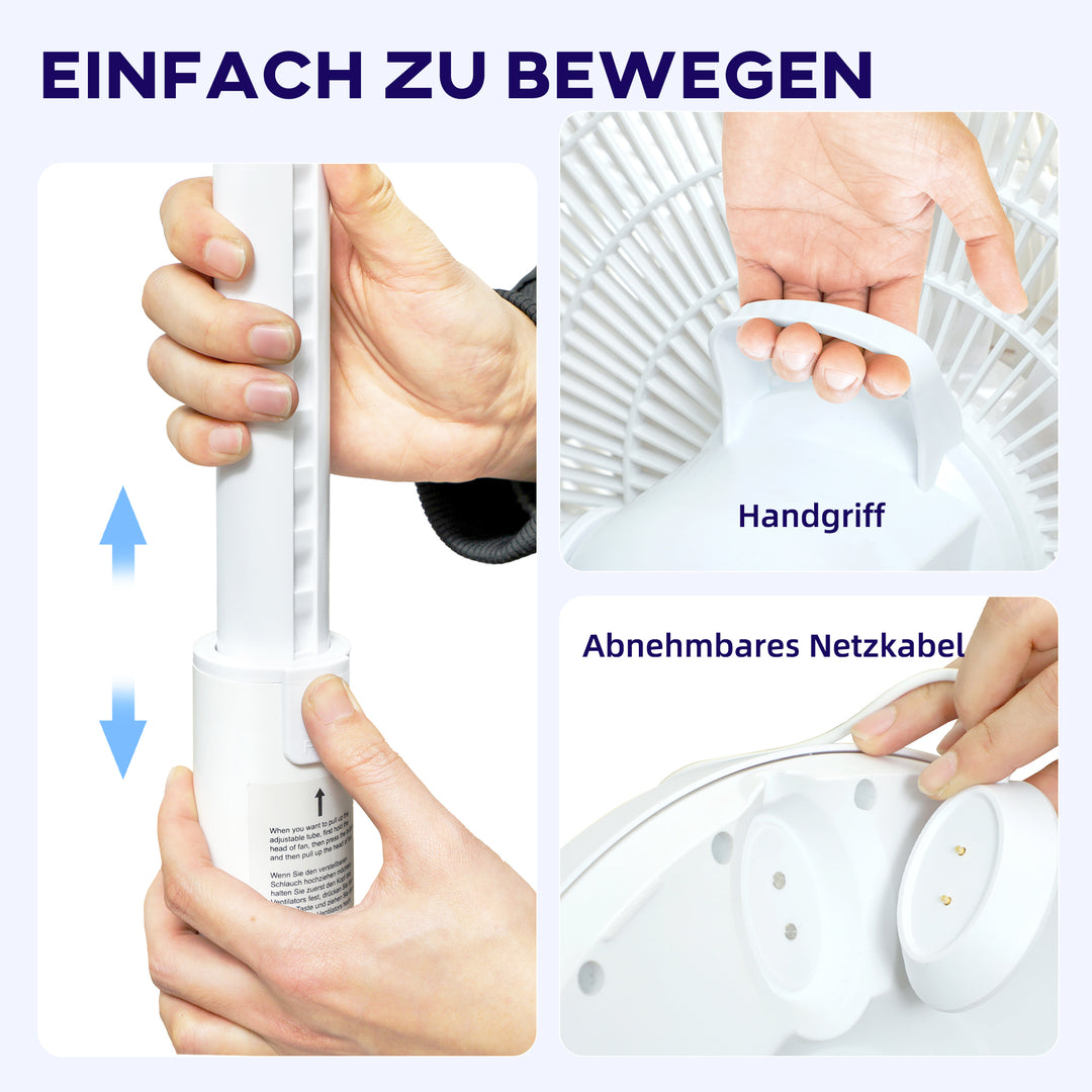 Ventilator, klimaanlæg, 3 tilstande, LED-display, drejelig, plastik, hvid