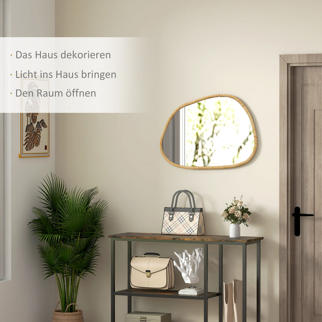 Vægspejl dekorativt spejl, vintage design, 80 cm x 2,1 cm x 60 cm, massivt træ, naturlig