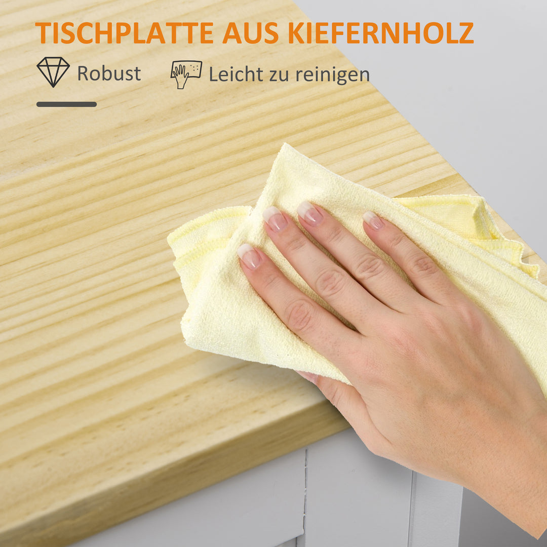 Køkkenvogn i landlig stil med 3 skuffer, hvid