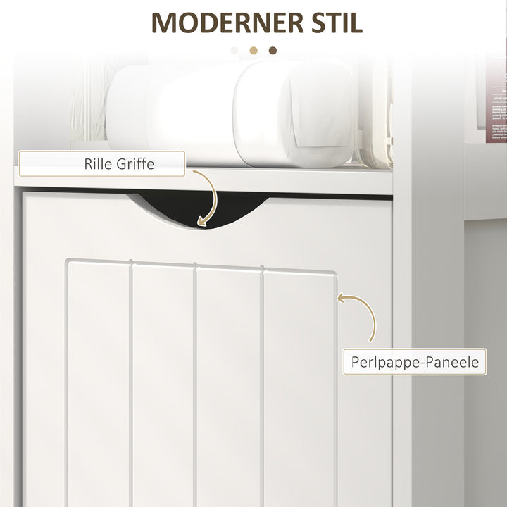 Badeværelsesskab, kompakt badeværelseshylde med 2 skuffer og 3 åbne rum, fritstående badeværelseshylde, mdf, hvid